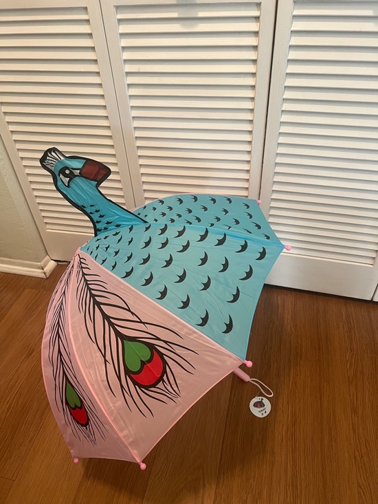 Epcot International Peacock Umbrella Accessories - #1870* Peacock Kids Umbrella - Pink & Aqua